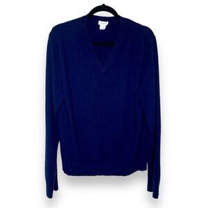 Club Monaco Cashmere Navy Blue V Neck Long Sleeve Pullover Sweater Men Size XL